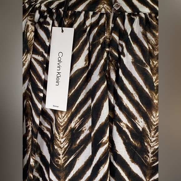 Calvin Klein Animal Print Crew Neck Short Puff Sleeve Blouse Size 3X - Picture 6 of 10